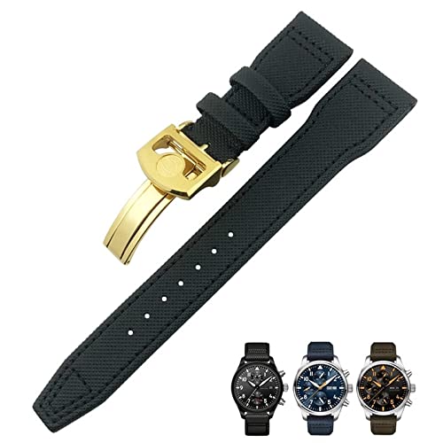 EPANO 20 mm, 21 mm, 22 mm, Nylonfaser-Lederarmband, passend für IWC IW377729 IW389001 Big Pilot Watch Grün Blau Schwarz Uhrenarmband, 20 mm, Achat von EPANO