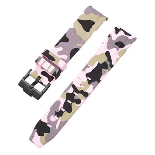 EPANO Camouflage-Armband für Omega für Swatch MoonSwatch, gebogenes Ende, Silikon-Gummi-Armband, für Herren und Damen, Sportuhrenarmband, Zubehör, 20 mm, 20 mm, Achat von EPANO