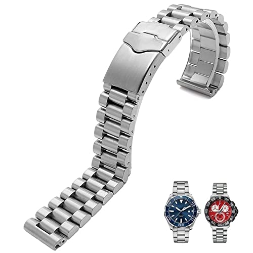 EPANO Männliches Edelstahlarmband für TAG heuer F1 Uhrenarmband 20mm 22mm Silber Armband mit Faltschließe, 20mm, Achat von EPANO