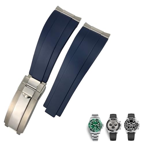 EPANO Metall-Uhrenarmband aus Gummi, gebogenes Ende, 20 mm, Sportarmband für Rolex Daytona GMT Watch, Yacht Master, Submariner, modischer grüner Gürtel, 21 mm, Achat von EPANO