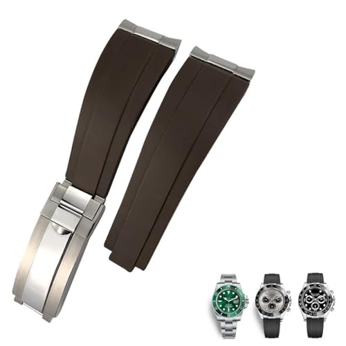 EPANO Metall-Uhrenarmband aus Gummi, gebogenes Ende, 20 mm, Sportarmband für Rolex Daytona GMT Watch, Yacht Master, Submariner, modischer grüner Gürtel, 21 mm, Achat von EPANO