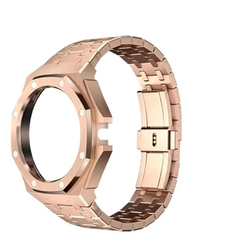EPANO Modifikationsarmband-Kit für das Huawei GT Cyber-Uhrengehäuse, Edelstahl-Lünette, Armband, Ersatz-Silicome-Armband(Rose Gold) von EPANO
