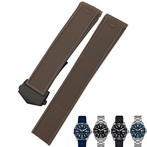 EPANO Uhrenarmband aus Gummi, Silikon, 20 mm, 22 mm, für Tag Heuer Carrera Aquaracer F1, wasserdichtes Taucharmband, Schwarz / Blau / Braun, 20 mm, Achat von EPANO