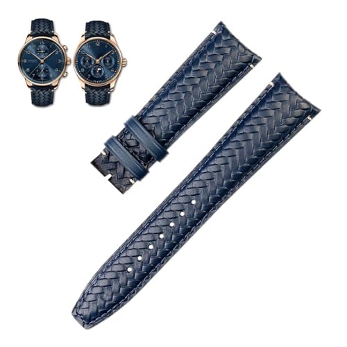 EPANO Uhrenarmband aus echtem Leder, 22 mm, 20 mm, passend für IWC IW503312, IW500713, IW344205, blaues Rindsleder, Herren-Uhrenarmband, Dornschließe, Blau ohne Schnalle, 22 mm von EPANO