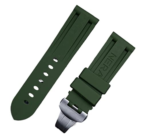 EPANO Uhrenarmband für Panerai-Armband, 24 mm, weiches Gummi, Schmetterlingsschnalle, für PAM111/441/389, Uhrenarmband, Zubehör, 24mm Folding Buckle, Achat von EPANO