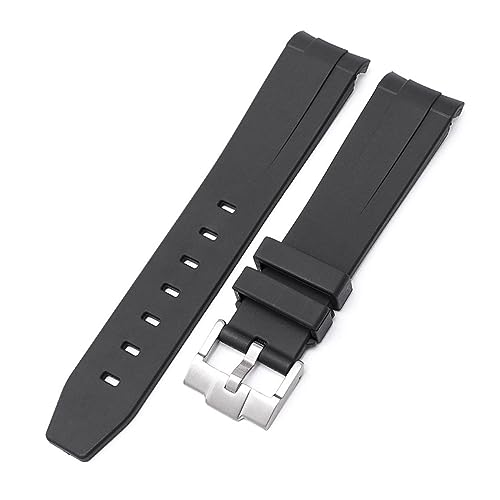 EPANO Uhrenarmband mit gebogenem Ende, 20 mm, natürliches Fluorkautschuk, Ersatz für Rolex-Armband, Submariner Explorer, 2 Rollen, 20 mm, Achat von EPANO