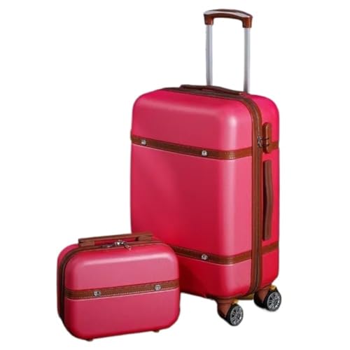 EPBRJMD Rollgepäck-Set Damen Mode Zahlenschloss Reisekoffer-Set Universal Kosmetiktasche Retro 2-teiliges Trolley-Gepäck-Set Gepäck-Sets(Rose Set,22 inch Set) von EPBRJMD