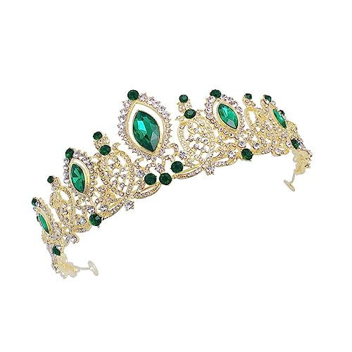 EPIGEIST 1 Stück große Kristallkrone Kopfbedeckung für Braut Strass -Kopfbedeckung Haarschmuck für Frauen Party-Kopfschmuck Modestirnband Strass Tiara Zinklegierung Green von EPIGEIST