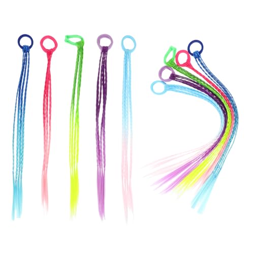 EPIGEIST 10 Stück Teiliges Bunte Geflochtene Haarsträhnen für Mädchen Leichte Hautfreundliche Ponytail Extensions Vielseitig für Party Alltag und Festtage Einfach zu Tragen und von EPIGEIST