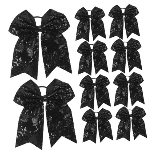 EPIGEIST 10 Stück Teiliges Cheerleader Haarschleifen für Mädchen Elastische Haarbänder mit Glitzerschleifen Vielseitig Verwendbar als Pferdeschwanz Halter und Haarband Geeignet für von EPIGEIST