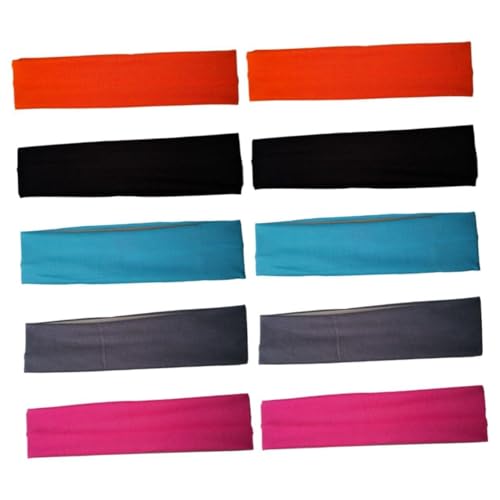 EPIGEIST 10 Stück Teiliges Sport haarband aus Elastischem Milchseiden Atmungsaktiv und Bequem Vielseitig für Yoga Workout Make up und Haare Unisex Schwarz Blau Orange von EPIGEIST
