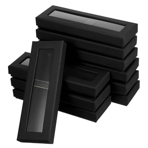 EPIGEIST 10 Stück Teiliges Transparente Stiftebox mit Schwarzem Deckel Kleine Geschenkbox mit Sichtfenster Praktische Aufbewahrung für Stifte Schmuck und Uhren als Tragbarer Organizer für von EPIGEIST