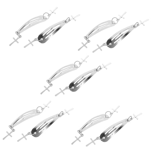 EPIGEIST 10stücke Silberne Metall Haarklammern Mit Kreuzanhängern Elegante Snap Clips Für Damen Punk-stil Haarspangen Vielseitige Haaraccessoires Für Jeden Anlass von EPIGEIST