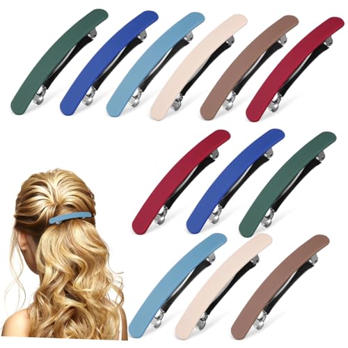 EPIGEIST 12 Stück Teiliges Französische Haarklammern Damen Matte Oberfläche Rutschfest Fester Griff für Dickes Haar Modische Haarspangen Vielseitig Kombinierbar Robuste Kunststoff Clips von EPIGEIST