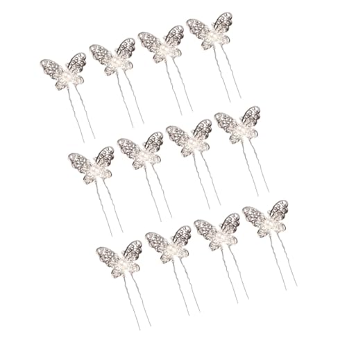 EPIGEIST 12 Stück Teiliges U Förmige Haarnadeln mit Metall Schmetterling Perlen und Strassbesatz Eleganter Vintage Haarschmuck für Damen Geeignet für Brautfrisuren Zöpfe Partys und Hochzeit von EPIGEIST