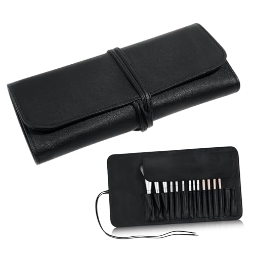 EPIGEIST 15 Stück PU Leder Kosmetiktasche Damen Tragbare Make Up Tasche mit Großem Fassungsvermögen für Pinsel Leicht und Robust für Reisen Business Camping Alltag von EPIGEIST