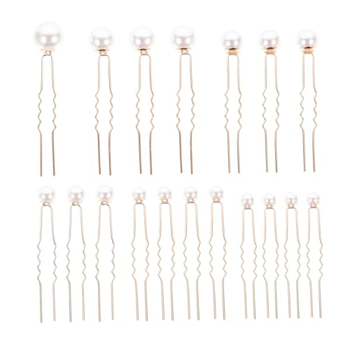 EPIGEIST 18 Stück Teiliges Perlen Haarforken Goldfarben Braut Haarschmuck für Damen und Mädchen U Förmige Haarnadeln mit Großen und Kleinen Perlen Geeignet für Hochzeit und Festliche von EPIGEIST