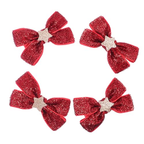 EPIGEIST 2 Paare Weihnachts Haargummis für Mädchen Elastische Ponytail Halter mit Schleifen Rutschfeste Haarbänder für Junge Mädchen Festliche Haarschmuck Party Zubehör von EPIGEIST