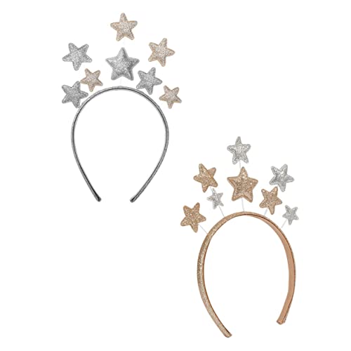 EPIGEIST 2 STÜCK Haarreif mit Fünfzackigem Stern Metallumrandet Gold und Silber Modisches Party Haarband für Mädchen Festliches Haarschmuck Zubehör für Weihnachten und Familienfeier von EPIGEIST