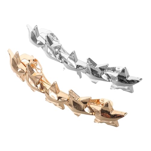 EPIGEIST 2 STÜCK Teiliges Five pointed Star French Barrette Haarklammern aus Metall Gold und Silberfarbene Stern Haarschmuck Damen Stabile Stilvolle Haarclips für Alltag Party und Hochzeit von EPIGEIST
