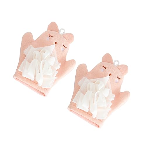 EPIGEIST 2 Stück Bade Handschuhe Waschen Peeling -schwämme Für Den Körper Babybadeschwämme Für Neugeborene Peelinghandschuhe Peeling Peeling Für Schrubben Badehandschuhe Handtuch Rosa von EPIGEIST