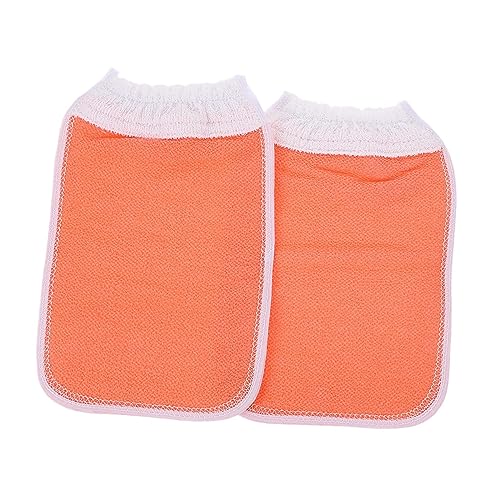 EPIGEIST 2 Stück Badetuch Handschuhe Fausthandschuh Sanft Handtuch Mikrofaser Bad -Peelinghandschuh Handtücher schrubben Rückenpeeling Handtücher Badeschuhe Dusche mit Pflanzenfasern Orange von EPIGEIST