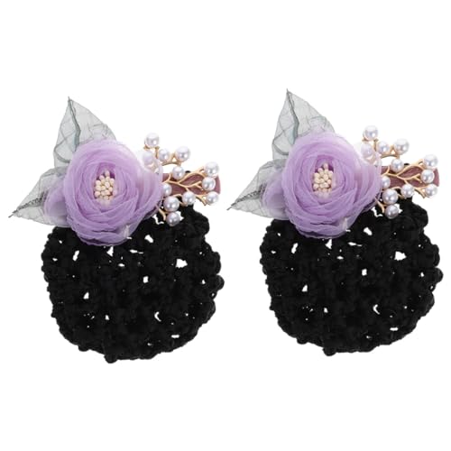 EPIGEIST 2 Stück Blumen Haarnetz Damen Haarklammern für Dutt Minimalistisches Bequemes Haarnetz mit Stabilem Geeignet für Pflegepersonal Stoff Haarclips Netz von EPIGEIST