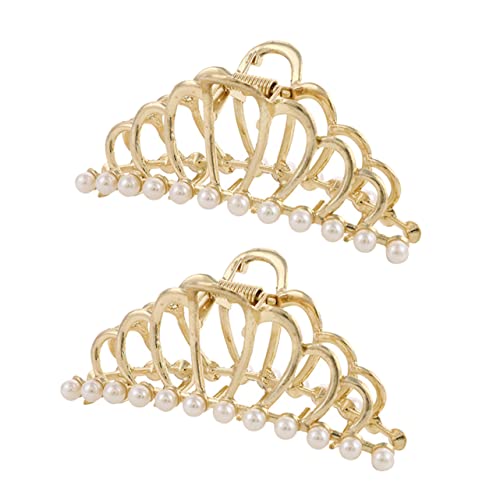 EPIGEIST 2 Stück Damen Haarklammern mit Perlen Metall Haarspangen Krone Design Fester für Ponytail Styling Haarclips für Alltag Party Hochzeit Vielseitig und Langlebig von EPIGEIST