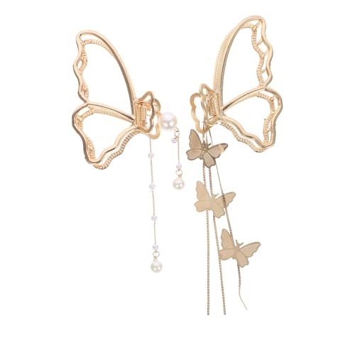 EPIGEIST 2 Stück Haarklammer Schmetterling mit Perlen und Quaste Teiliges Damen Haarklammern für Eleganten Haarschmuck bei Hochzeit Party und Alltag von EPIGEIST