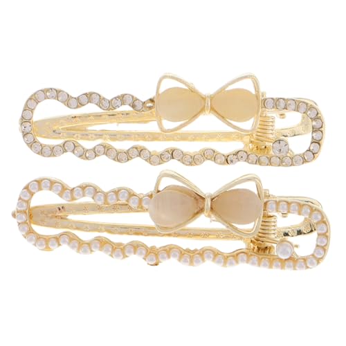 EPIGEIST 2 Stück Hohle Haarspangen mit Strass und Perlen Schleifen Haarklammern für Damen Leichte Tragbare Styling Accessoires für Seitenpartien und Hochsteckfrisuren von EPIGEIST