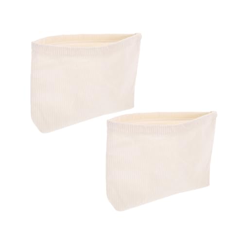 EPIGEIST 2 Stück Kosmetiktasche Milky Weiß Corduroy Weiches Material Vielseitig als Make up und Toilettenartikel Tasche Reise Organizer für Damen und Mädchen von EPIGEIST