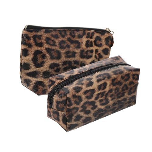 EPIGEIST 2 Stück Leopardenmuster Kosmetiktasche Teiliges Tragbare Reißverschlossene Make Up Taschen für Damen Multifunktionale Kulturbeutel für Reisen und Alltag Stilvoll und Praktisch von EPIGEIST