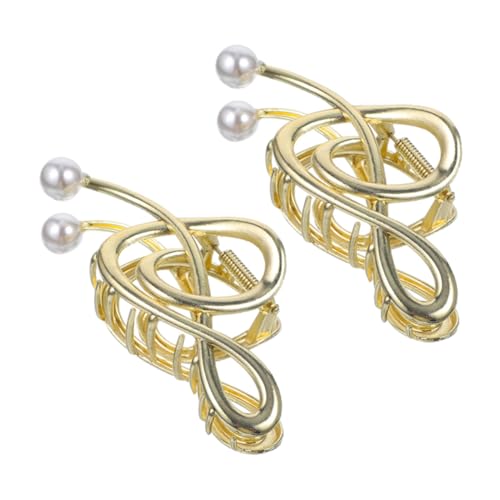 EPIGEIST 2 Stück Metallic Haarklammern mit Perlen und Musiknoten Design Krallenclips für Damen Langlebige Haarstyling Accessoires Minimalistischer Haarschmuck für Alltag und Besondere von EPIGEIST