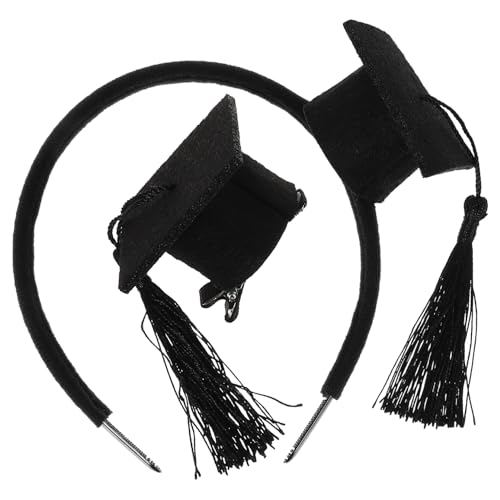 EPIGEIST 2 Stück Mini Doktorhut Haarschmuck Set Teilig mit Quasten Haarreif Haarclip Dekoratives Abschluss Stirnband für Abschlussfeier und Fotomomente Einzigartiges Design für Studenten von EPIGEIST
