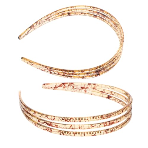 EPIGEIST 2 Stück Plastik Stirnband Damen mit Dreilagigen Zähnen Rutschfest Fester Sitz Vielseitig für Make up Gesichtsreinigung Sport und Alltag Langlebiges Material Modisches Helles Braun von EPIGEIST