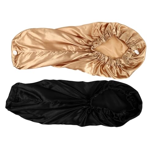 EPIGEIST 2 Stück Satin Schlafmütze Lang mit Verstellbarem Verschluss Damen Haarschutz Nachtmütze Geeignet für Langes Haar Zöpfe Locken Leicht und Langlebig für Reisen und Alltag von EPIGEIST