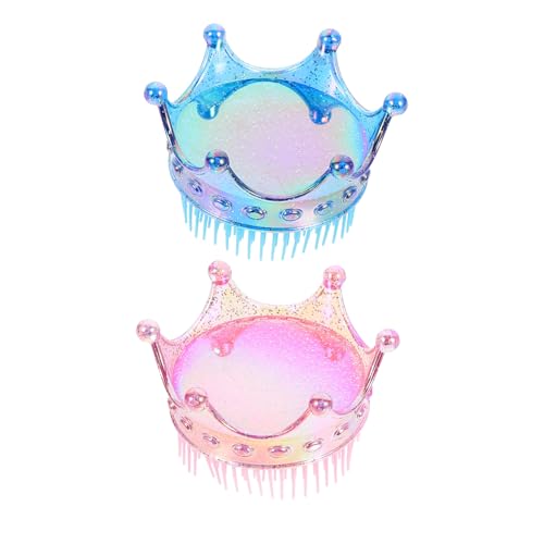 EPIGEIST 2 Stück Teiliges Haarkamm Tragbare Glitzernde Kronenform Entwirrt Sanft Haare Mittlere für Mädchen Leicht und Kompakt für Unterwegs Schützt Haar vor Haarbruch Zufällige Farbe von EPIGEIST