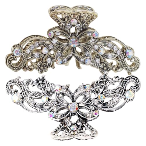 EPIGEIST 2 Stück Teiliges Haarklammern mit Funkelnden Strassblumen Rutschfestes Metall Haarzubehör für Damen und Mädchen Langlebige Antirutschende Haarklammer für Alltag und Festlichkeiten von EPIGEIST