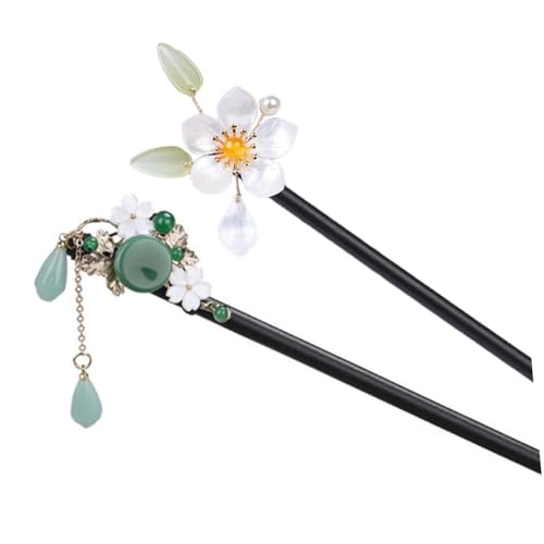 EPIGEIST 2 Stück Teiliges Haarstäbchen mit Blumenmotiv Chinesischer Retro Stil Haarnadel und Glatt für Sichere Hochsteckfrisuren Komfortabel und Elegant Geeignet für Frauen und Mädchen von EPIGEIST