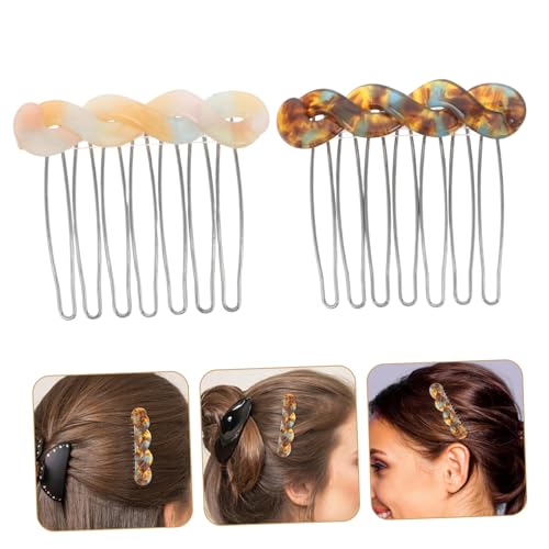 EPIGEIST 2 Stück Teiliges Kleine Französische Seitenkämme für Damen Haarkämme in Orange und Braun Leicht und Schonend für Brautfrisuren Partys und Alltag Vielseitiges Haarstyling Zubehör von EPIGEIST