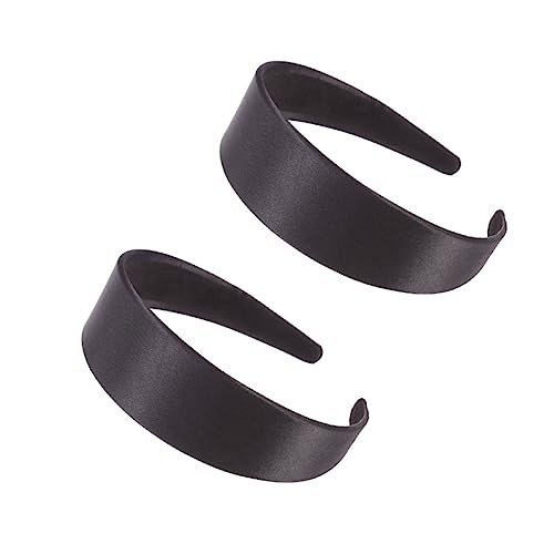 EPIGEIST 2 Stück Teiliges Schwarzes Haarband aus Satin mit Breitem Rand Eleganter Solider Haarschmuck für Damen und Mädchen Modischer Haarreifen für Party Weihnachten und Alltag von EPIGEIST