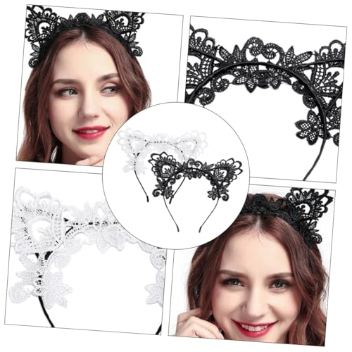 EPIGEIST 2 Stück Teiliges Spitzen Haarband Dekorative Haarklammern Schwarz und Weiß Leichtes Komfortables Haar Accessoire für Damen Vielseitig für Alltag Make Up und Junggesellenabschied von EPIGEIST