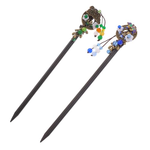 EPIGEIST 2 Stück Vintage Haarschmuck Haarstäbchen mit Quaste und Blume Teiliges Chinesisches Haarstab für Damen Haarnadel Haarschmuck Dutt Zubehör für Hochzeit Party von EPIGEIST