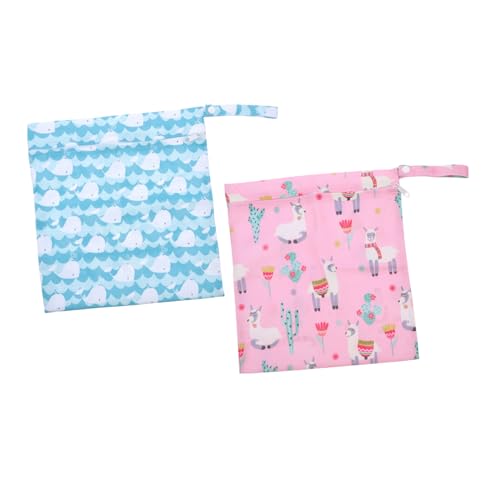 EPIGEIST 2 Stück Wickeltasche Windel Nasstaschen für Babys wiederverwendbar Aufhänge Aufbewahrungstaschen Bedruckte Wickeltasche Kindergarten wasserdichte TPU-Membran Blau von EPIGEIST