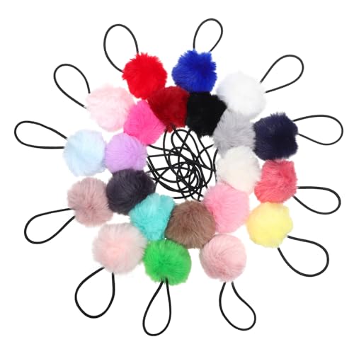 EPIGEIST 22 Stück Teiliges Haargummi mit Flauschigen Bommeln Elastische Haargummis für Mädchen Sanfte Pferdeschwanzhalter Vielseitig Einsetzbar für Dünnes und Dickes Haar Modischer von EPIGEIST