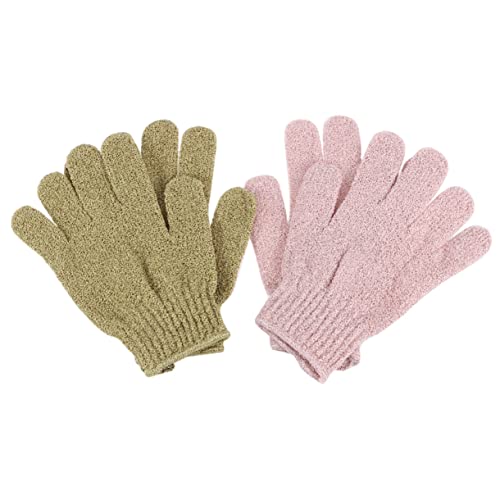 EPIGEIST 2paare Badehandschuhe Für Rückenmassage Fünf-finger-handtücher Zum Duschen Und Peeling Geeignet Für Damen Und Herren in Rosa Und Grün von EPIGEIST