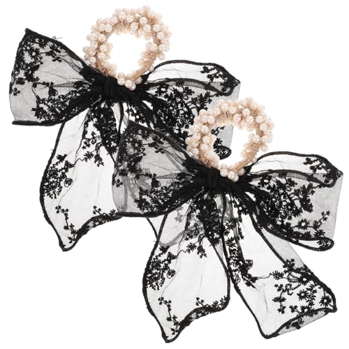 EPIGEIST 2 Stücke Perlen Dekorative Haarbänder mit Schleife für Damen Elastische Haargummis für Mädchen Haar Zubehör für Geburtstage und Feste von EPIGEIST