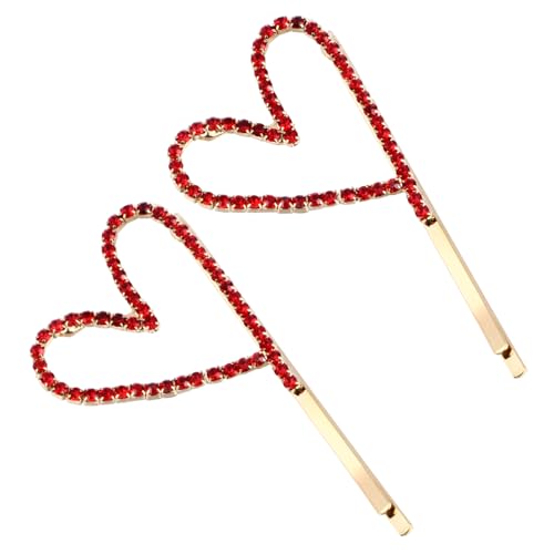 EPIGEIST 2stücke Herzförmige Haarklammern Mit Strasssteinen Haarschmuck Für Mädchen Für Hochzeiten Partys Und Alltag Rot von EPIGEIST