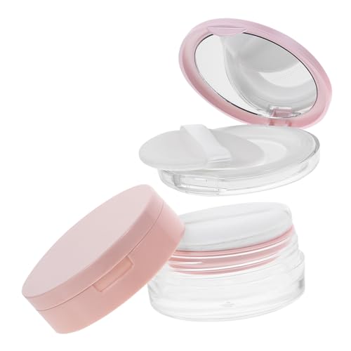 EPIGEIST 2stücke Mini Makeup Behälter Mit Spiegel Tragbare Puderquaste Dose Puder Und Lose Kosmetikprodukte Elastisches Netzdesign Für Einfache Anwendung Für Reisen Und Unterwegs von EPIGEIST