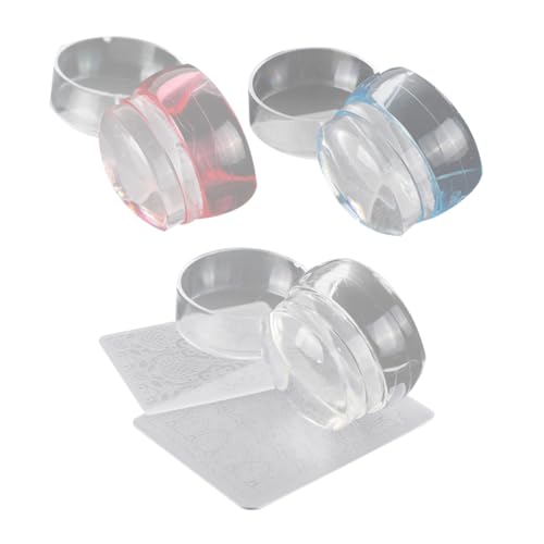 EPIGEIST 3 Sätze Nagelstempel Teilig mit Schabern Maniküre Werkzeug für Nail Art Stamping Transparente Stempel Gemischten Farben Einfaches Design für Nagelgestaltung von EPIGEIST